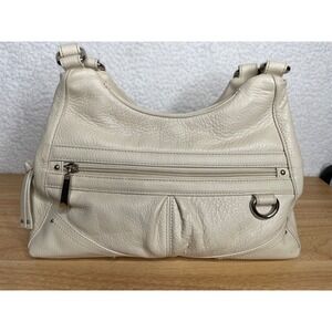 Stone & Co. Leather Pebbled Shoulder Bag Adjustable Strap Cream